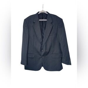 Oscar de la Renta Men’s Pinstripe Blazer 46R Wool Charcoal Gray 2-Button Vintage